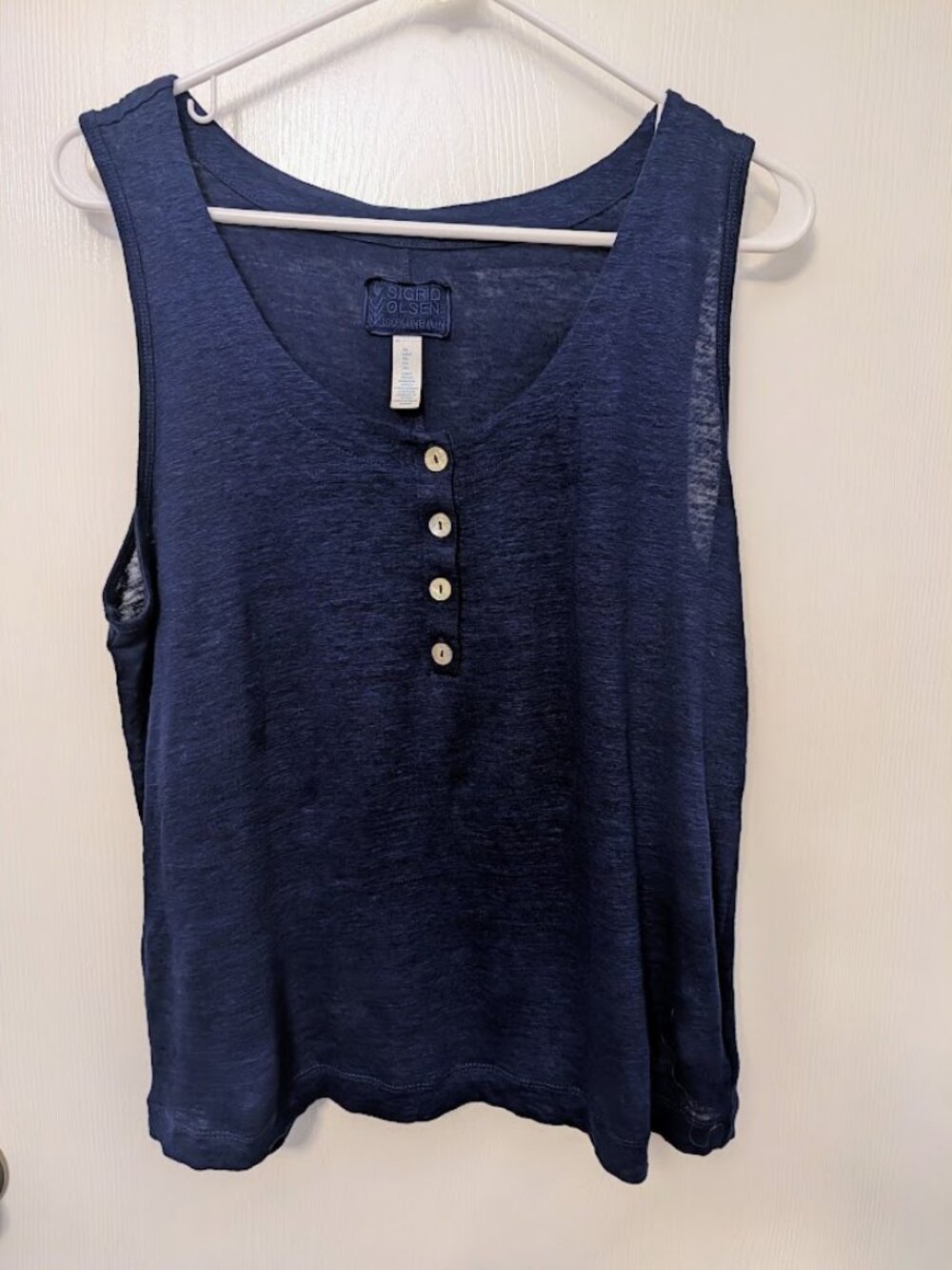 Sigrid Olsen cerulean blue linen tank NWOT Size L